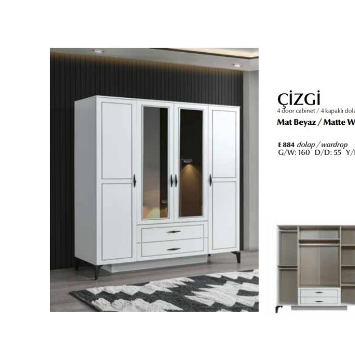 ÇİZGİ 4 KAPAKLI DOLAP