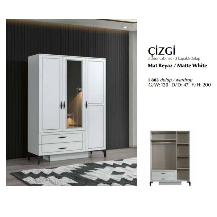 ÇİZGİ 3 KAPAKLI DOLAP