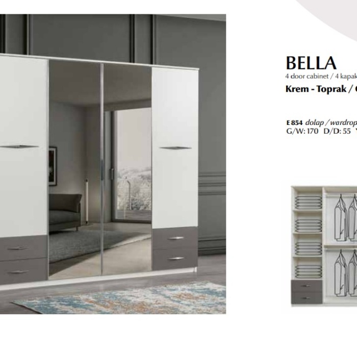 BELLA 4 KAPAKLI DOLAP