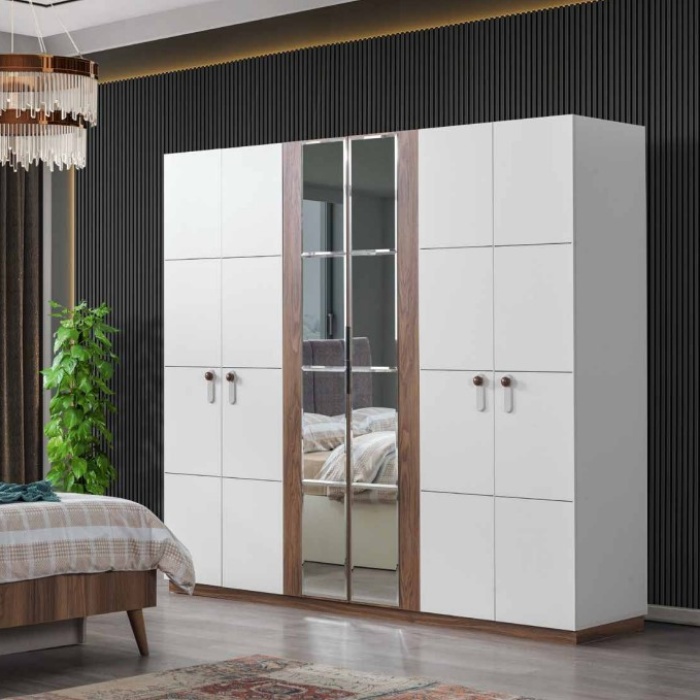 E900 EFSANE GARDOLAP 6 KAPAKLI KREM / CEVİZ