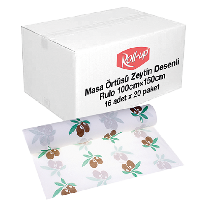 100*150 MASA ÖRTÜSÜ ZEYTİN DESENLİ ROLL-UP RULO 16 YAPRAK KOLİ İÇİ 20 ADET