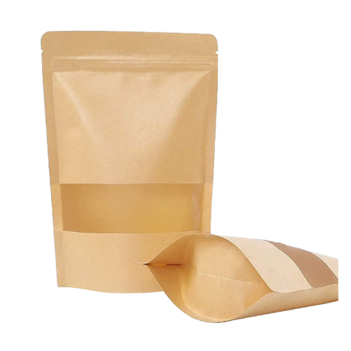 16*27 CM PENCERELİ KRAFT DOYPACK PAKET 100 ADET - KOLİ İÇİ 1000 ADET
