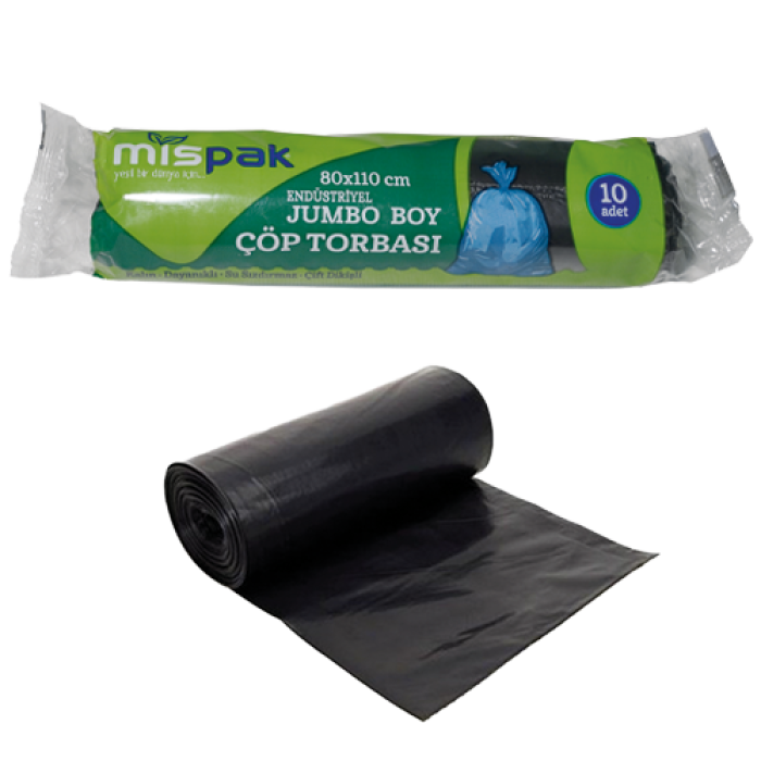 80x110 Jumbo Çöp Torbasi 220 Gr Si̇yah Koli̇ 20 Rulo