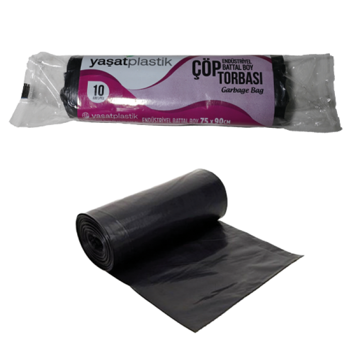 75x90 Battal Çöp Torbasi 300 Gr Si̇yah Koli̇ 20 Rulo
