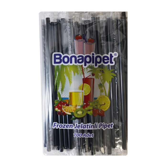 22 cm 7 mm Jelatinli Frozen Pipet Siyah 100lü Paket - Koli İçi 50 Adet Paket