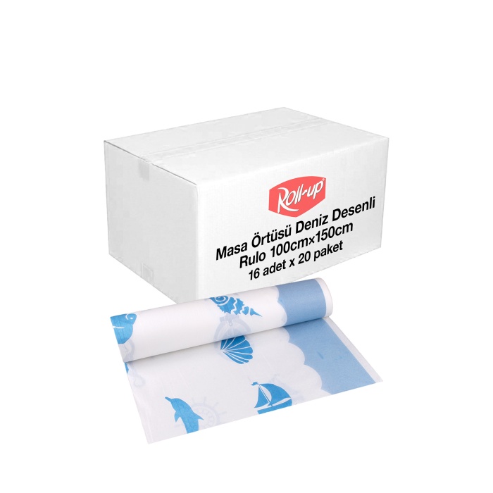 100x150 MASA ÖRTÜSÜ DENİZ DESENLİ ROLL-UP RULO 16 YAPRAK KOLİ İÇİ 20 ADET