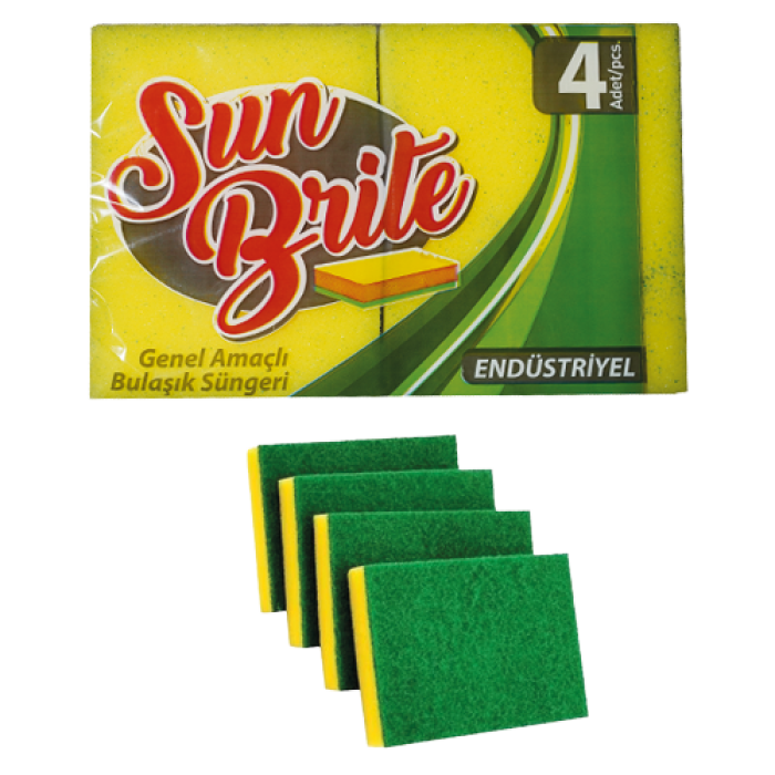 4 LÜ ENDÜSTRİYEL BULAŞIK SÜNGERİ 11*16*2,5CM (BSE 2040) KL 240 ADET