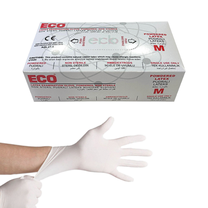 ECO NON STERİL LATEKS PUDRALI MUAYENE ELDİVENİ M KL 20 PAKET