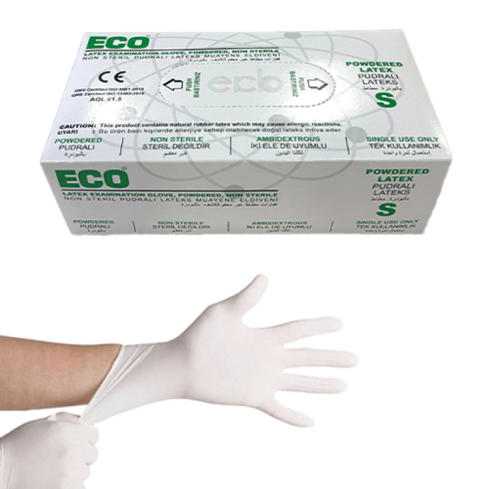 ECO NON STERİL LATEKS PUDRALI MUAYENE ELDİVENİ S KL 20 PAKET