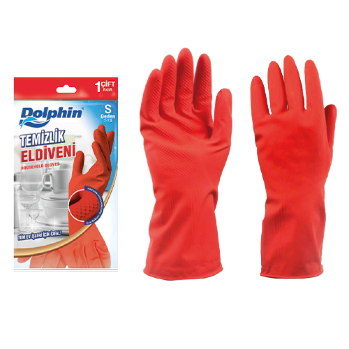 DOLPHİN LATEKS KIRMIZI TEMİZLİK ve BULAŞIK ELDİVENİ S KL 150 PAKET
