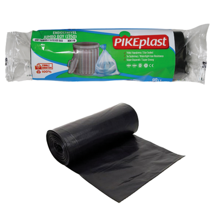 80*110 JUMBO ÇÖP TORBASI 350 GR SİYAH (PIKEPLAST) KL 20 RULO