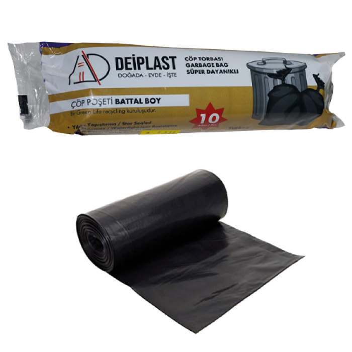 75*90 BATTAL ÇÖP TORBASI 300 GR SİYAH (YNR) KL 20 RULO