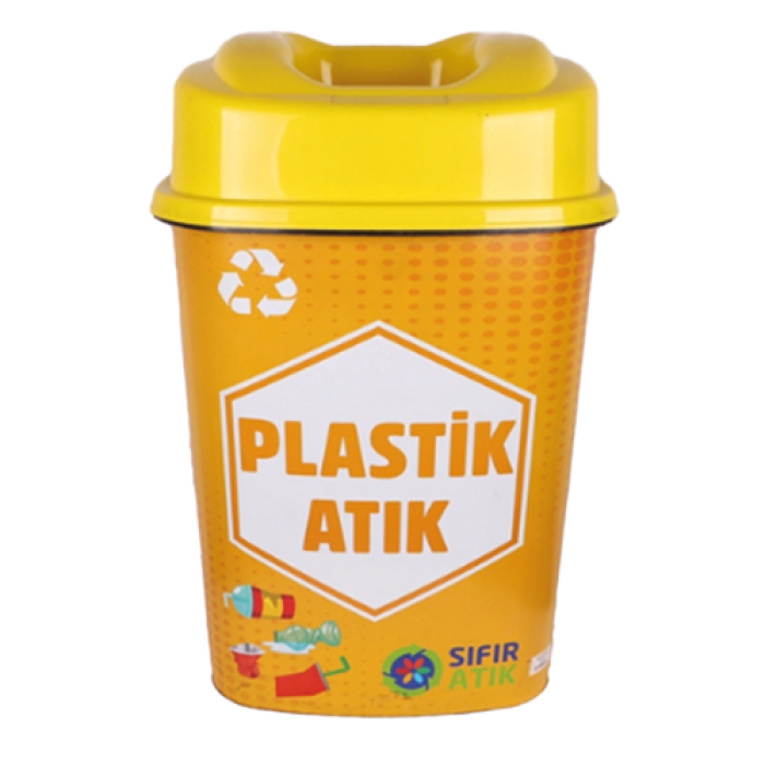 60 LT DESENLİ PLASTİK ATIK KUTUSU SARI 493 SAĞLAM KL 10 ADET