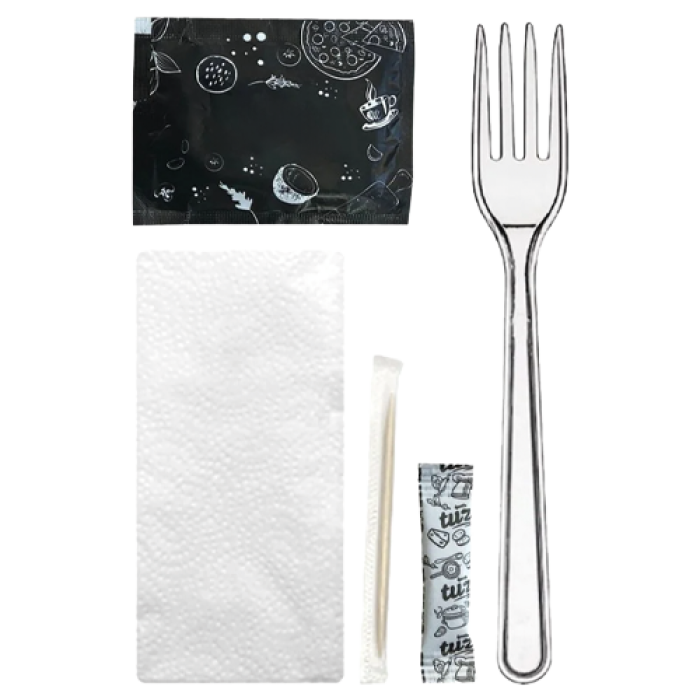 TEK KULLANIMLIK LÜKS SET (ÇATAL-TUZ-KÜRDAN-PEÇETE-ISLAK MENDİL) KL 500 ADET