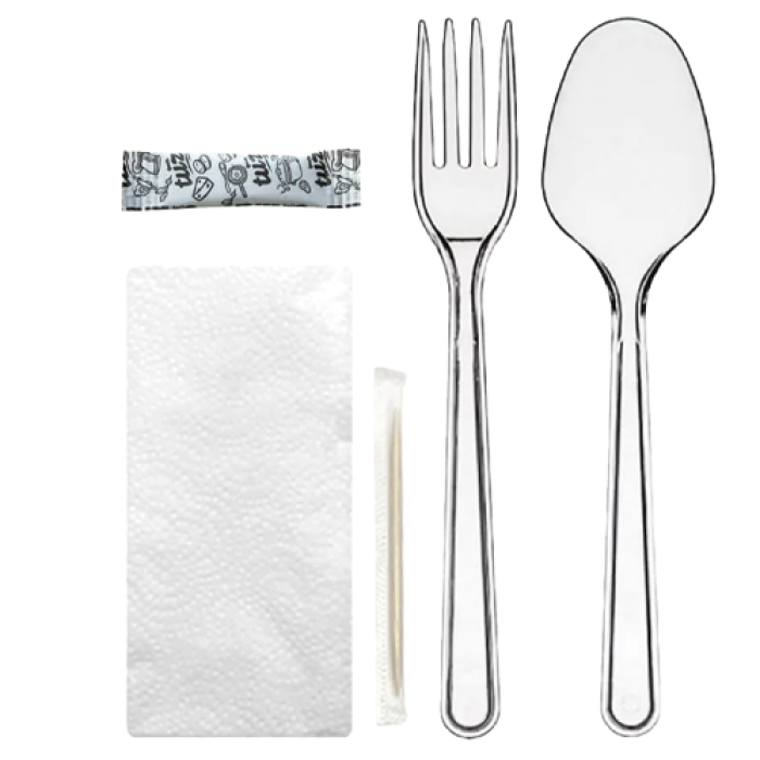 TEK KULLANIMLIK LÜKS SET (ÇATAL-KAŞIK-TUZ-KÜRDAN-PEÇETE) KL 500 ADET