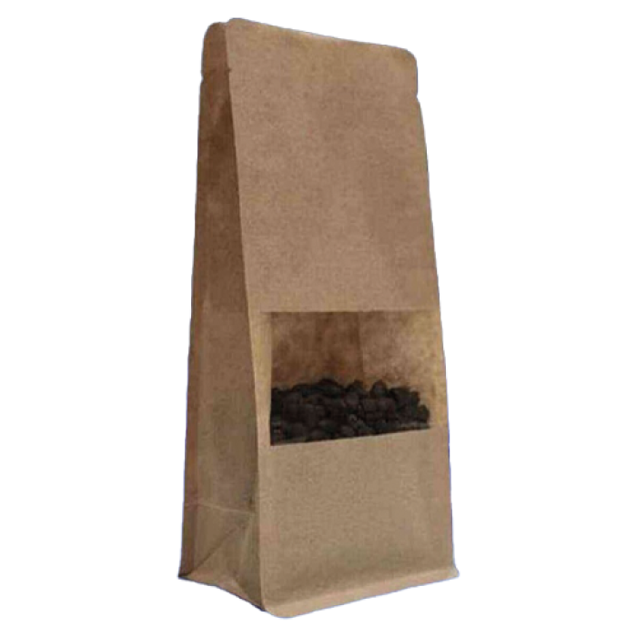 10*25 CM PENCERELİ KRAFT FLAT BOTTOM DOYPACK (453) KL 1000 ADET