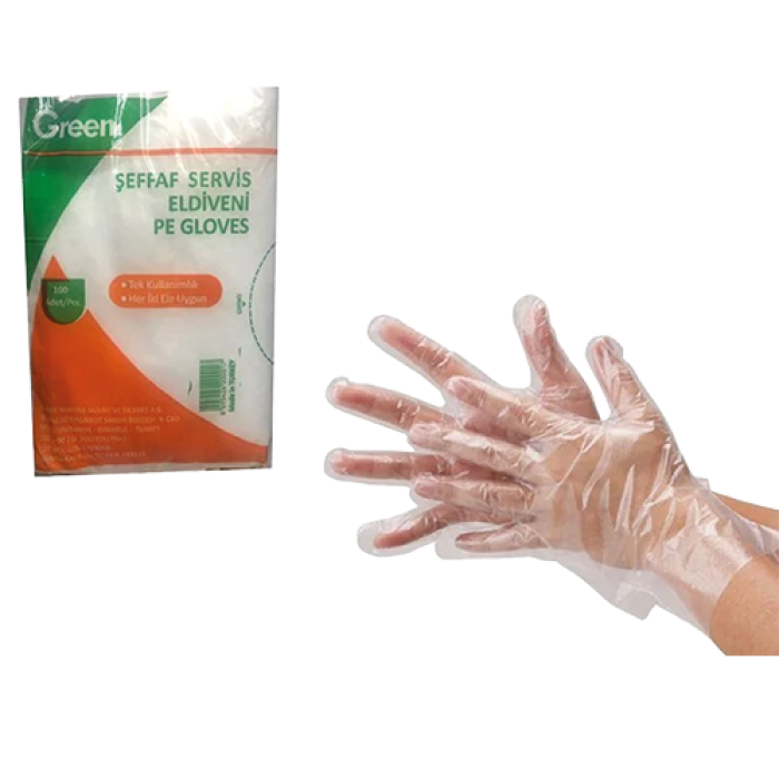 EKSTRA KALIN PET ŞEFFAF ELDİVEN 100 GR 100*100 AD GREEN &amp; GLOBE KL 100 PAKET