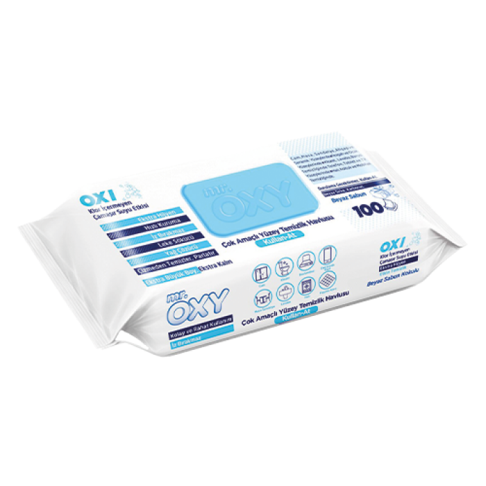 MR. OXY ÇOK AMAÇLI YÜZEY TEMİZLİK HAVLUSU (12*100 AD) BEYAZ SABUN KOKULU (TİC.486) KL 12 PAKET