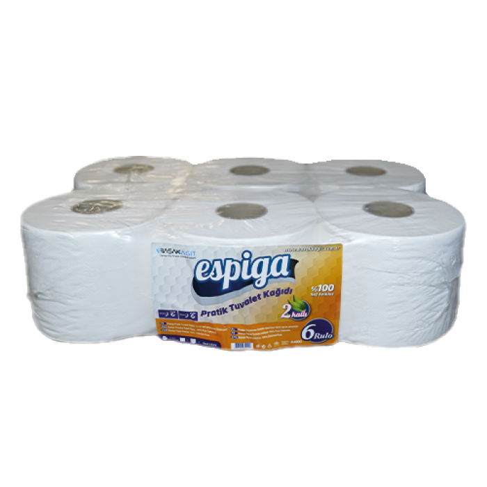 4 KG ESPİGA PRATİK İÇTEN ÇEKMELİ TUVALET KAĞIDI 6*130 MT (1353) PK 6 RULO