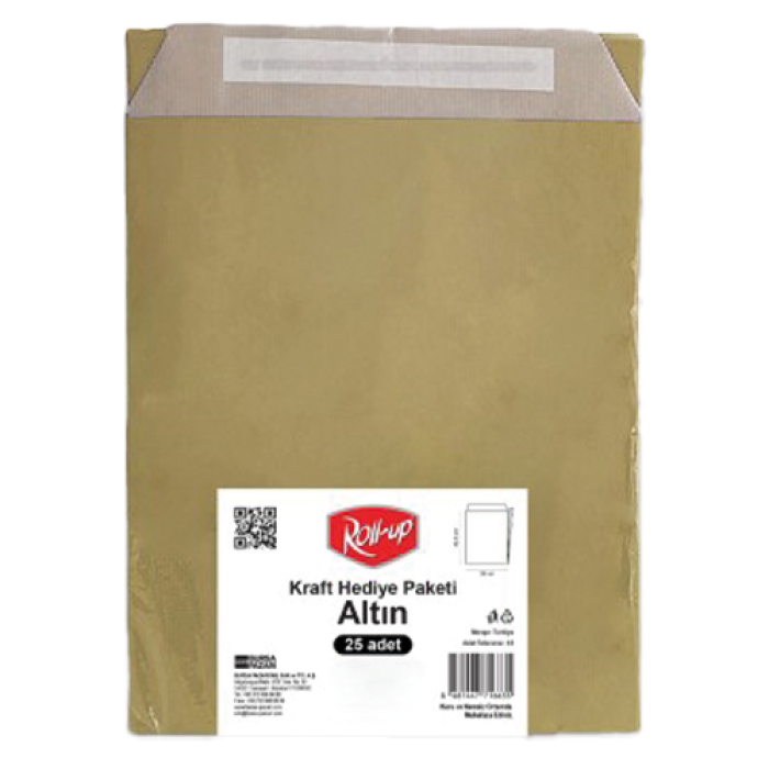 30*8*40.5*4,5 CM ROLL-UP KRAFT HEDİYE PAKETİ ALTIN (TM-KGT-0618)(PK 25 AD)