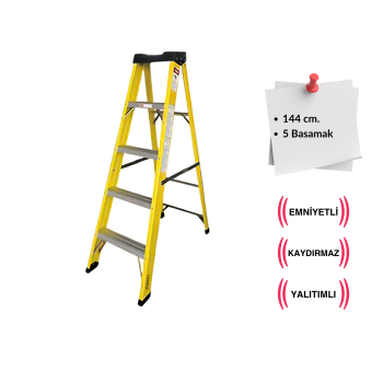 Endokon 5 Basamak 144 cm Fiberglas Tek Taraflı Elektrikçi Merdiveni
