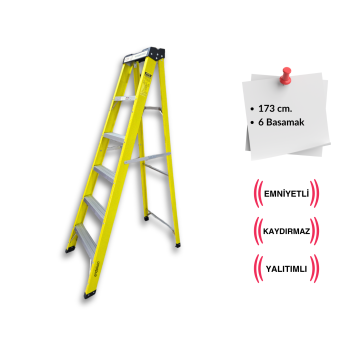 Endokon 6 Basamaklı 173 cm Fiberglas Tek Taraflı Elektrikçi Merdiveni