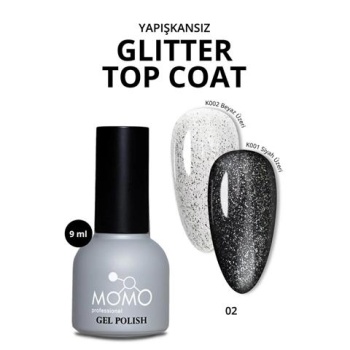Momo Glitter Top Coat No-Wipe GT02 9Ml.