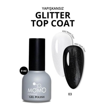 Momo Glitter Top Coat No-Wipe GT03 9Ml.