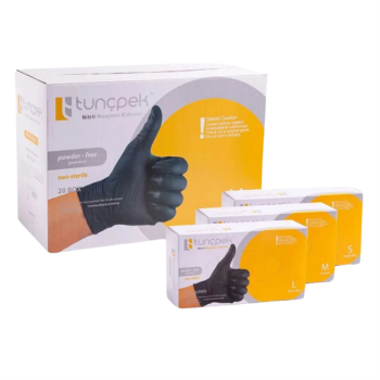 Tunçpek Nitril Siyah Eldiven M Orta Boy 100Pcs
