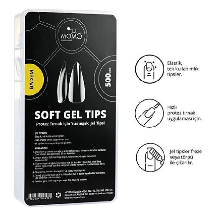 Momo Soft Gel Tips 500Pcs. Badem