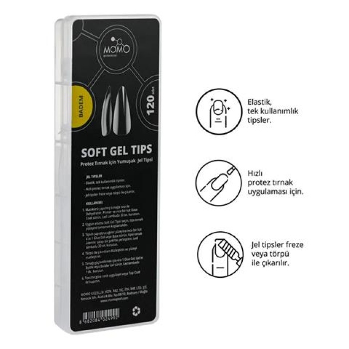 Momo Soft Gel Tips 120Pcs. Badem