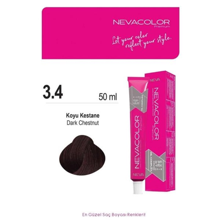 Nevacolor Tüp Boya 50Ml. 3-4 Koyu Kestane