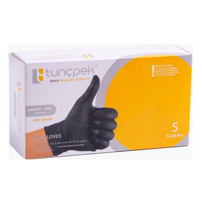 Tunçpek Nitril Siyah Eldiven S Küçük Boy 100Pcs