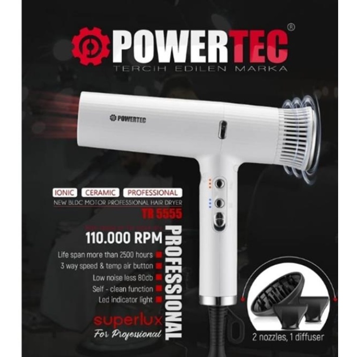 Powertec Ionic Fön Makinesi TR-4444W (Beyaz)