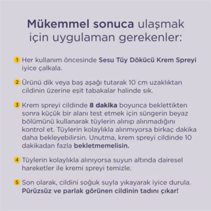 Sesu Tüy Dökücü Sprey 150Ml. Normal Ciltler