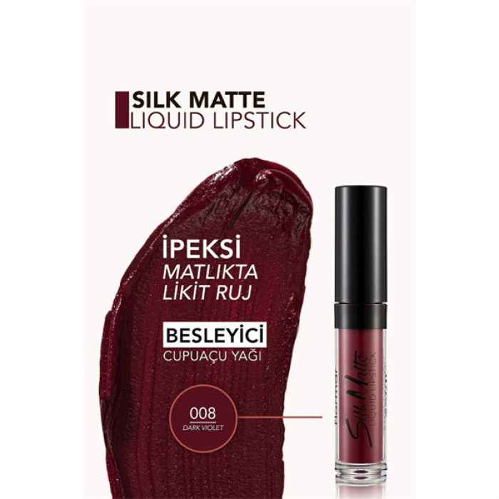 Flormar Silky Matte Liguid Lipstick 008 Dark Viole