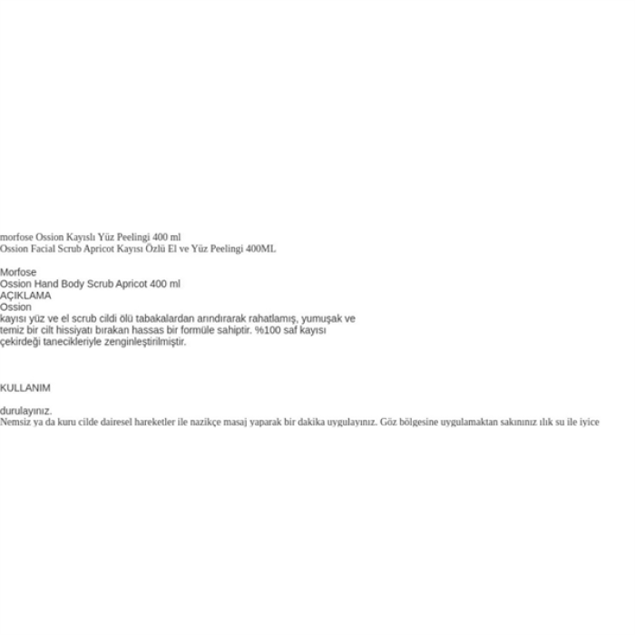 Ossion Facial Scrub 400Ml. Apricot