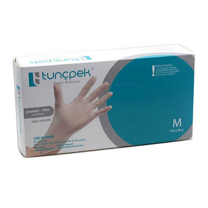 Tunçpek Vinil Eldiven Pudrasız M Orta Boy 100Pcs