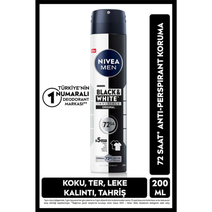 Nivea Men Deodorant 200Ml. B&W Original 82242