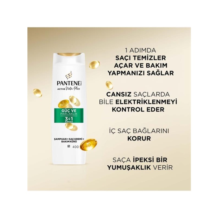 Pantene Şampuan 400Ml. 3İn1 Güç Ve Parlaklık