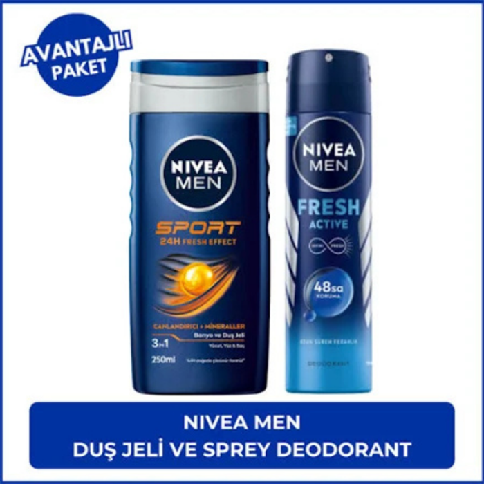 Nivea Deodorant 150Ml.Active Fresh&Duş Jeli Sport