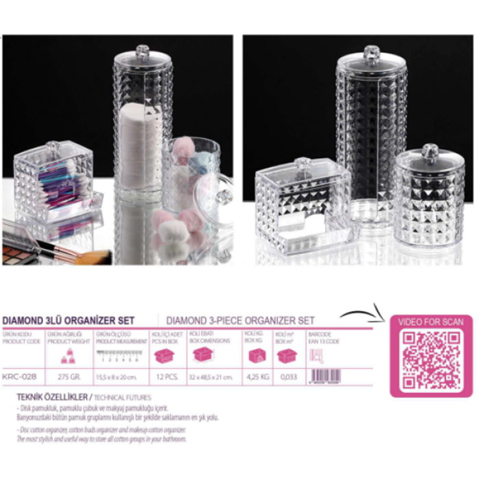 Black Stone Diamond 3Lü Organizer Set KRC-028