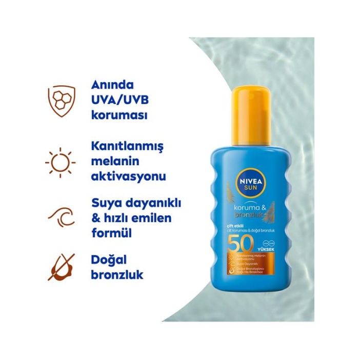 Nivea Sun Sprey 200Ml. Koruma&Bronzluk 50F 85450