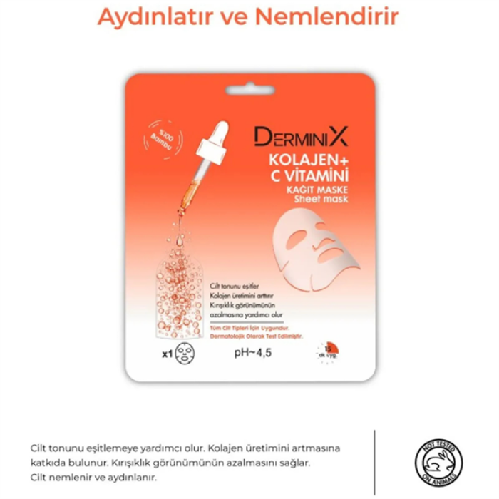 Derminix Kağıt Maske 25Gr Kolajen+ C Vitamin