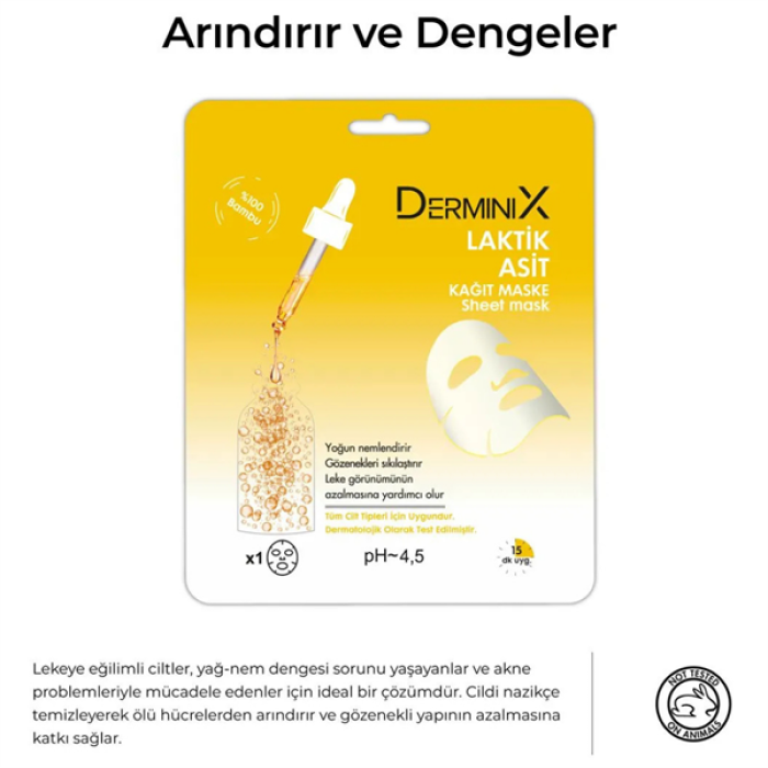 Derminix Kağıt Maske 25Gr Laktik Asit