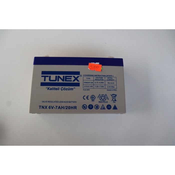 Tunex 6V 7A 1,08 Kg Kuru Bakımsız Akü (151*35*94*100 Mm) Tnx-6V7A