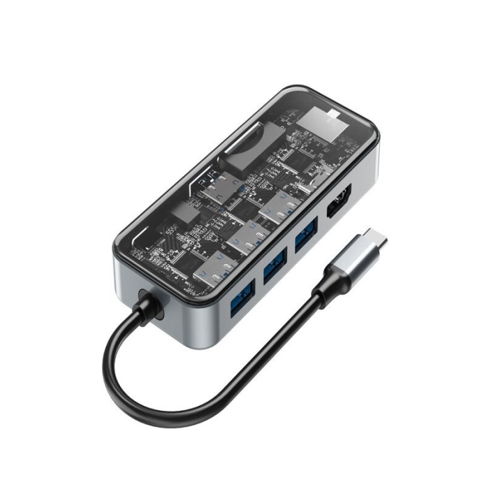 HC-87 Type-c to usb PD 100Watt RJ45 Ethernet USB Çoklayıcı Çevirici USB AUX Mikro Macbook Uyumlu