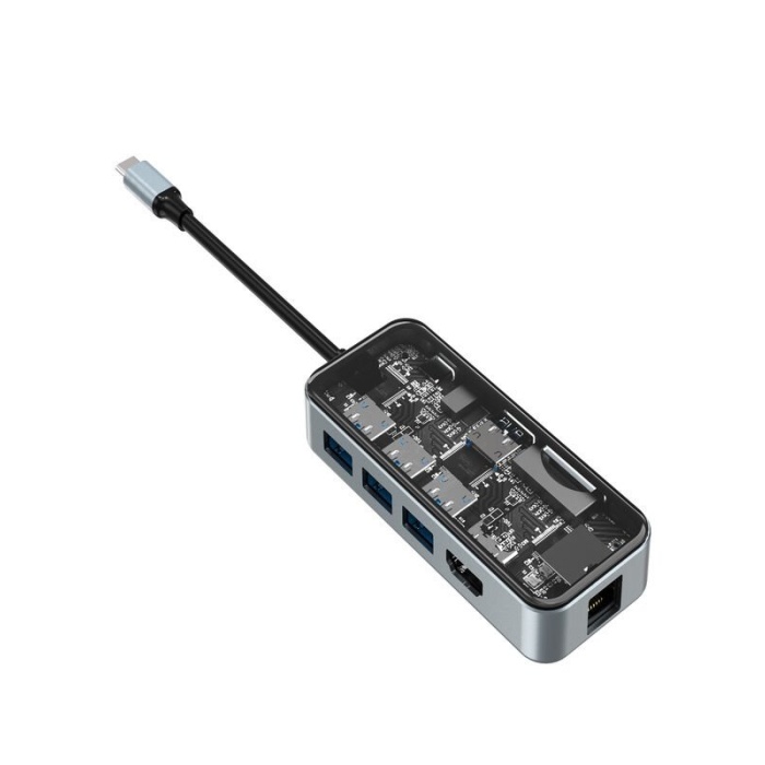 HC-87 Type-c to usb PD 100Watt RJ45 Ethernet USB Çoklayıcı Çevirici USB AUX Mikro Macbook Uyumlu