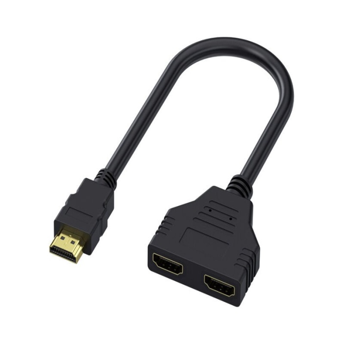 HDMI Çoğaltıcı Erkek Çift HDMI Dişi Çoklayıcı Adaptör Kablosu Siyah