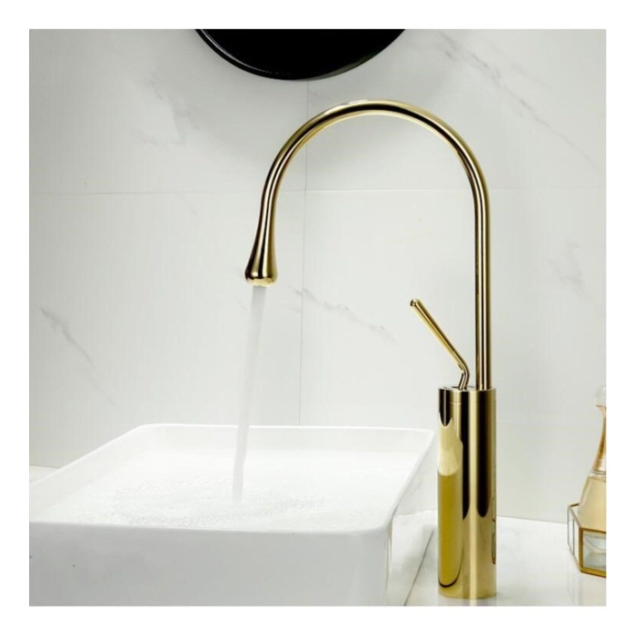 Banyo Çanak Lavabo Bataryası Parlak Gold Paslanmaz Çelik